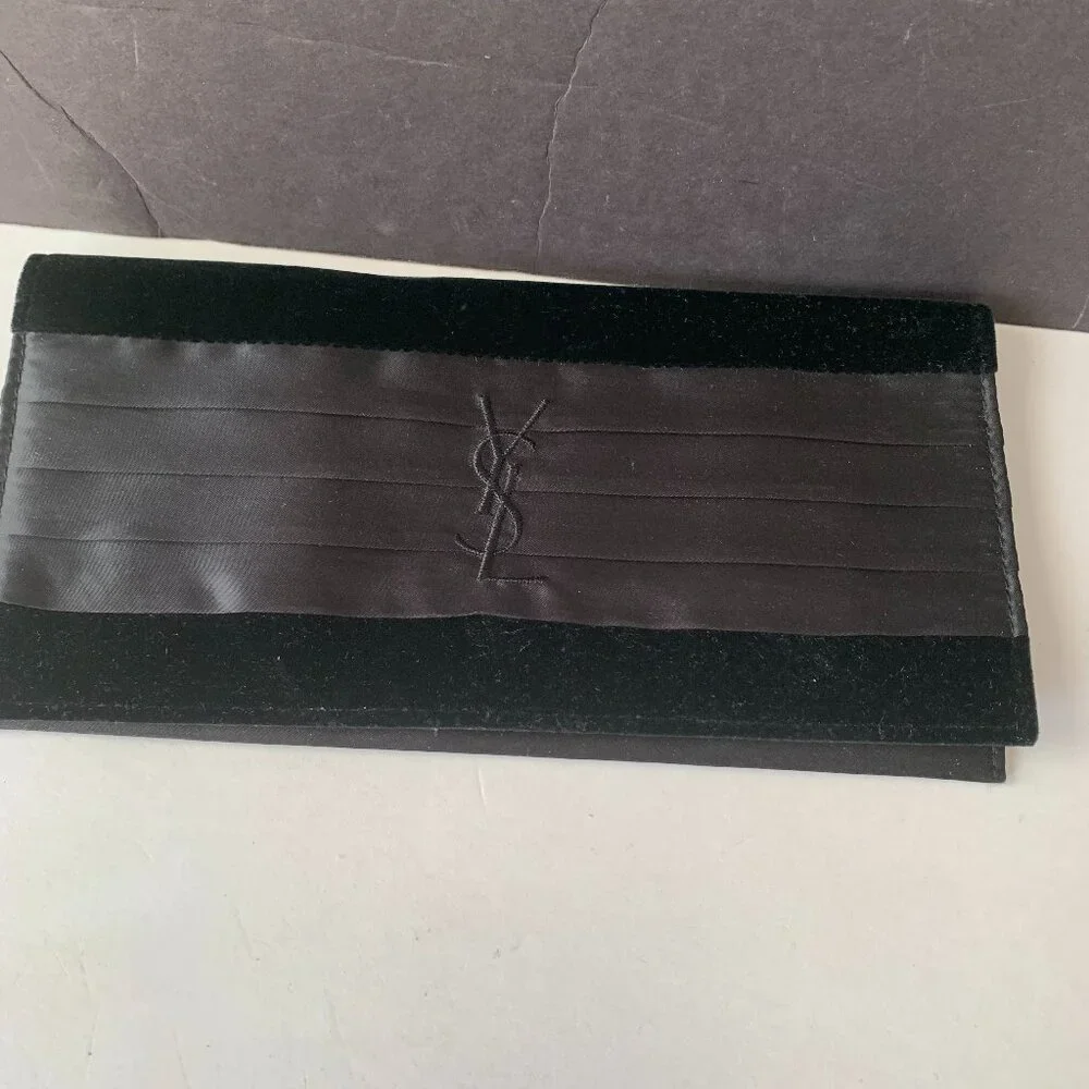 Yves Saint Laurent YSL Black Velvet Satin Evening Parfums Bag Clutch Cosmetic - Picture 7 of 9